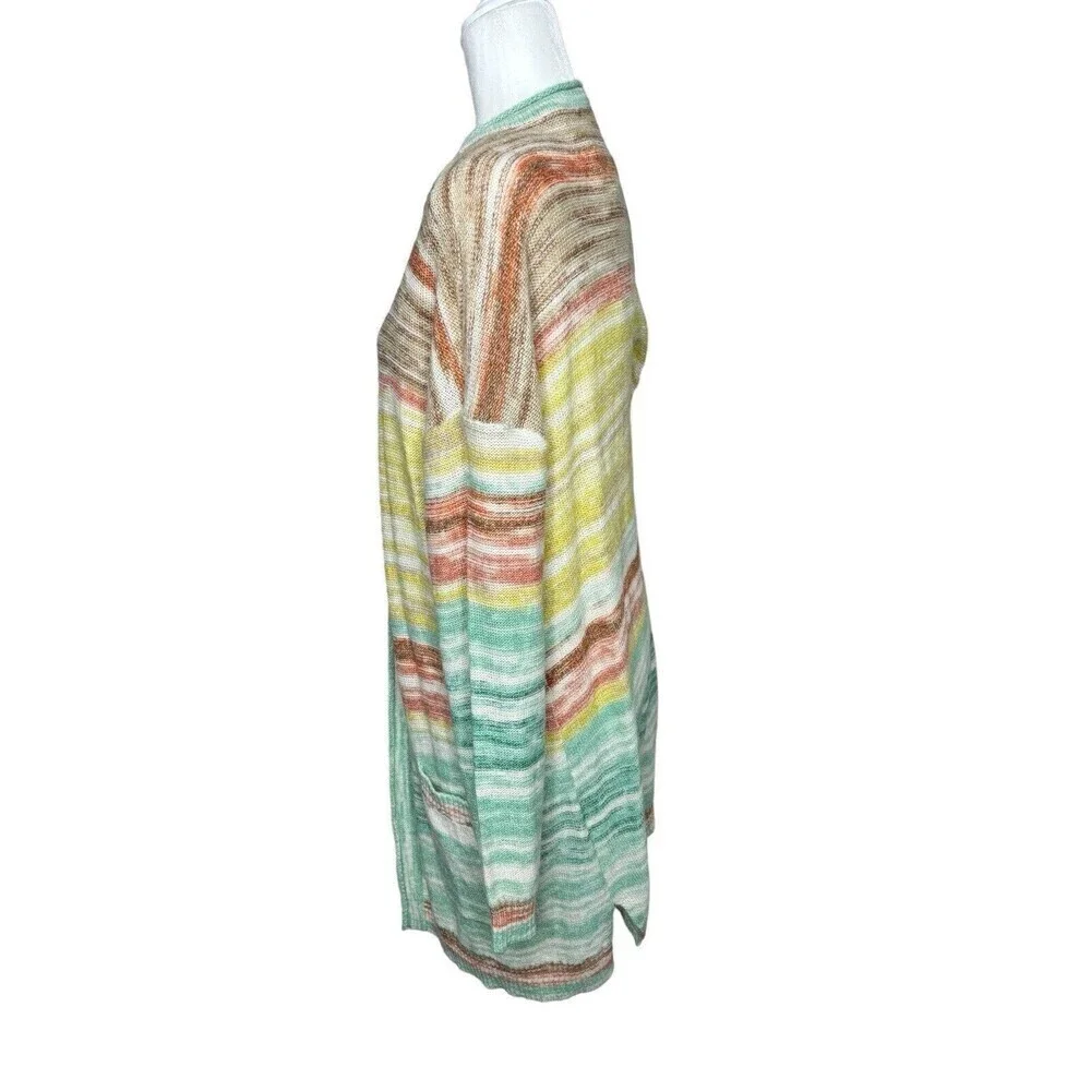 Soft Surroundings Women's Size L Open Front Long Duster Cardigan Juniper Sweater